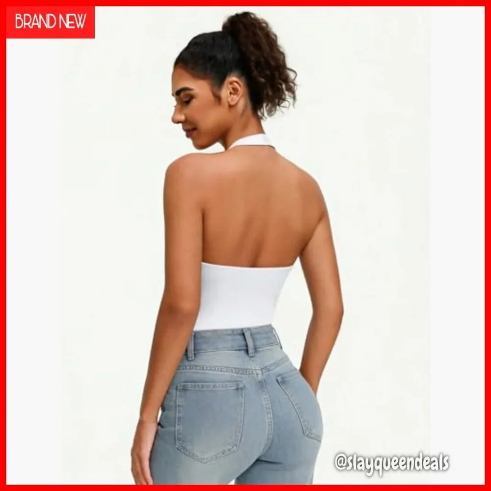 Sexy Halter Bodysuit Backless Tank Top Thong Body Suit Summer Outfit